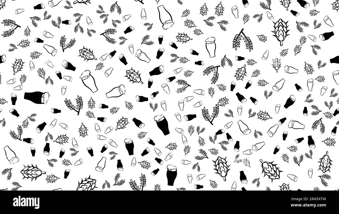 Texture motif sans couture de verres de mugs multicolores avec bière en mousse léger lager foncé et piquant avec branches de plantes de houblon et de malt. Le backgrou Illustration de Vecteur Texture motif sans couture de verres de mugs multicolores avec bière en mousse léger lager foncé et piquant avec branches de plantes de houblon et de malt. Le backgrou Illustration de Vecteur