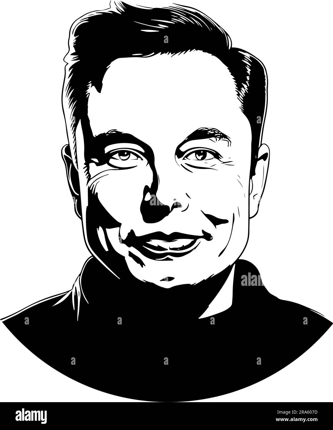 Illustration vectorielle, représentation saisissante d'Elon Musk, capturant ses caractéristiques emblématiques et son esprit visionnaire avec des détails précis. Illustration de Vecteur