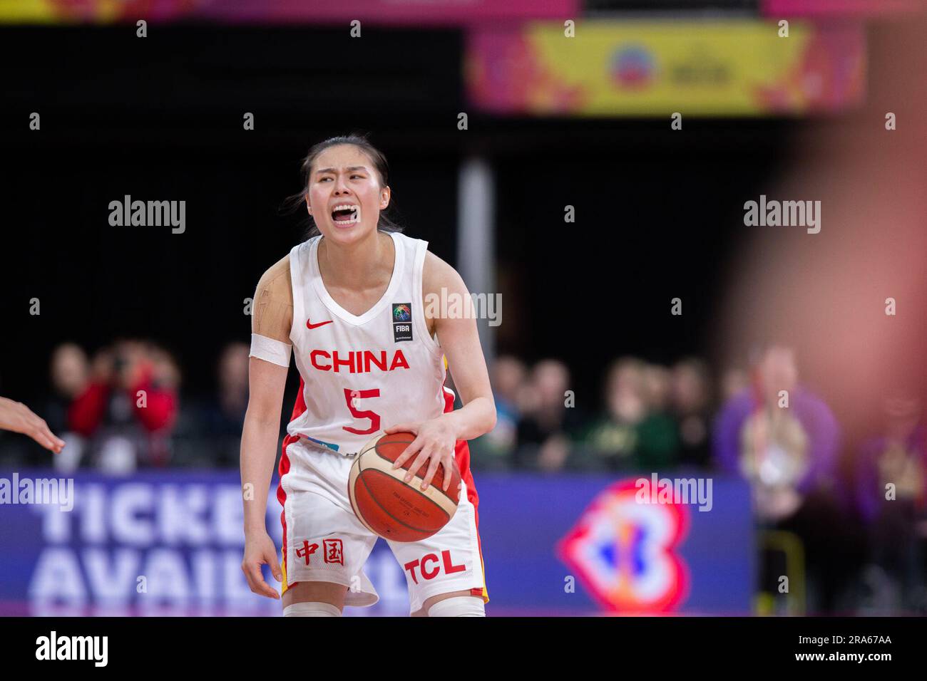 Sydney, Australie. 1st juillet 2023. Wang Siyu, de Chine, réagit au cours de la demi-finale entre la Chine et l'Australie lors de la coupe d'Asie féminine 2023 de la FIBA à Sydney, en Australie, au 1 juillet 2023. Credit: Hu Jingchen/Xinhua/Alay Live News Banque D'Images