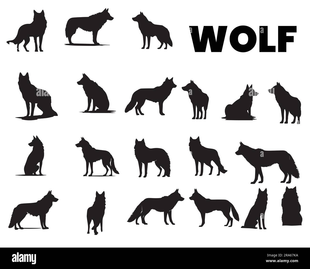 Ensemble d'illustrations vectorielles Silhouette Wolf Illustration de Vecteur