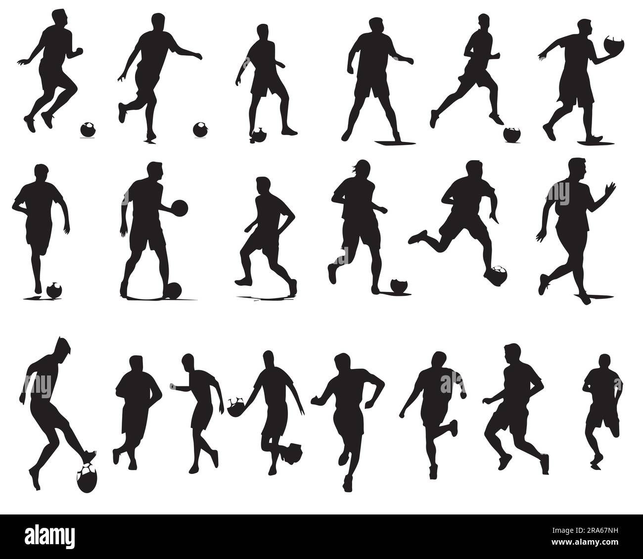 Ensemble d'illustrations vectorielles de joueur de football silhouette Illustration de Vecteur