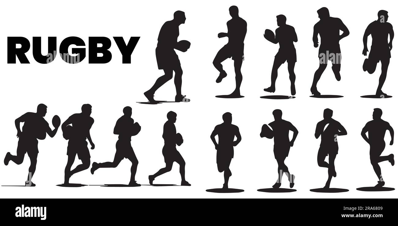 Un ensemble de silhouette de joueur de rugby illustration vectorielle Illustration de Vecteur