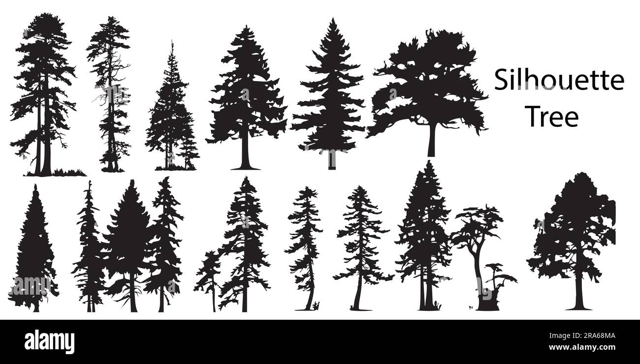 Ensemble d'illustrations vectorielles Silhouette Tree. Collection d'arbres. Vecteur de l'arbre. Illustration de Vecteur