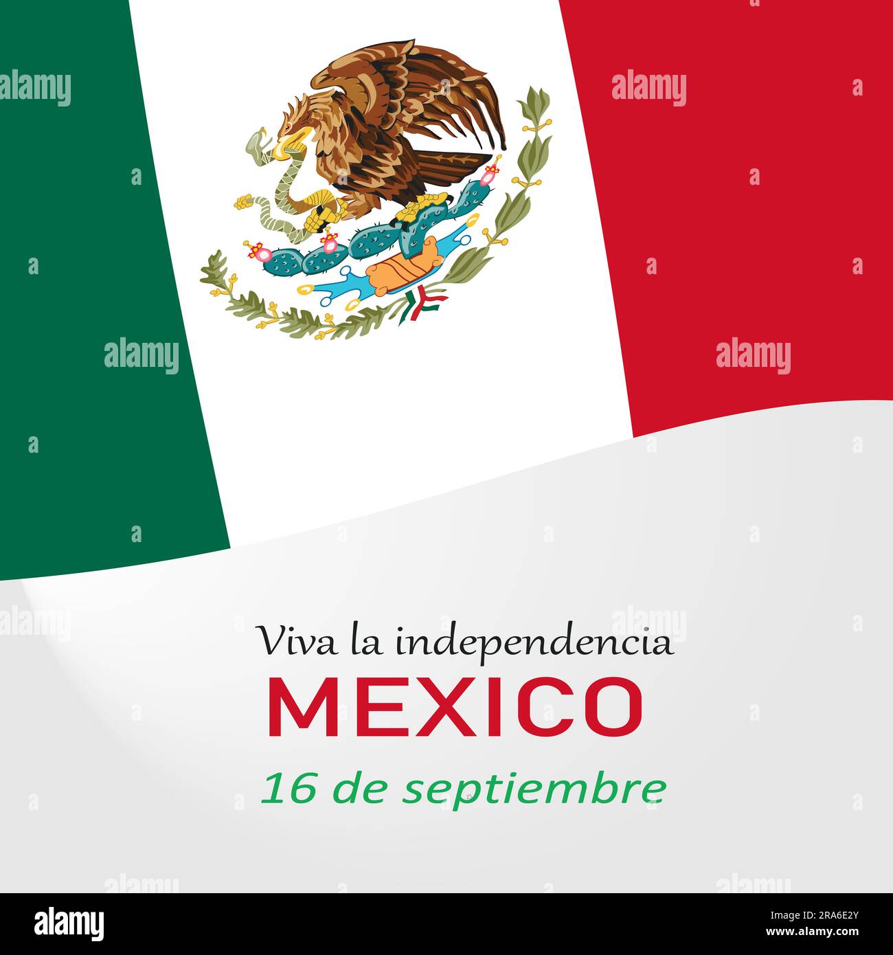 Indépendance du Mexique bannière carte avec drapeau Illustration de Vecteur