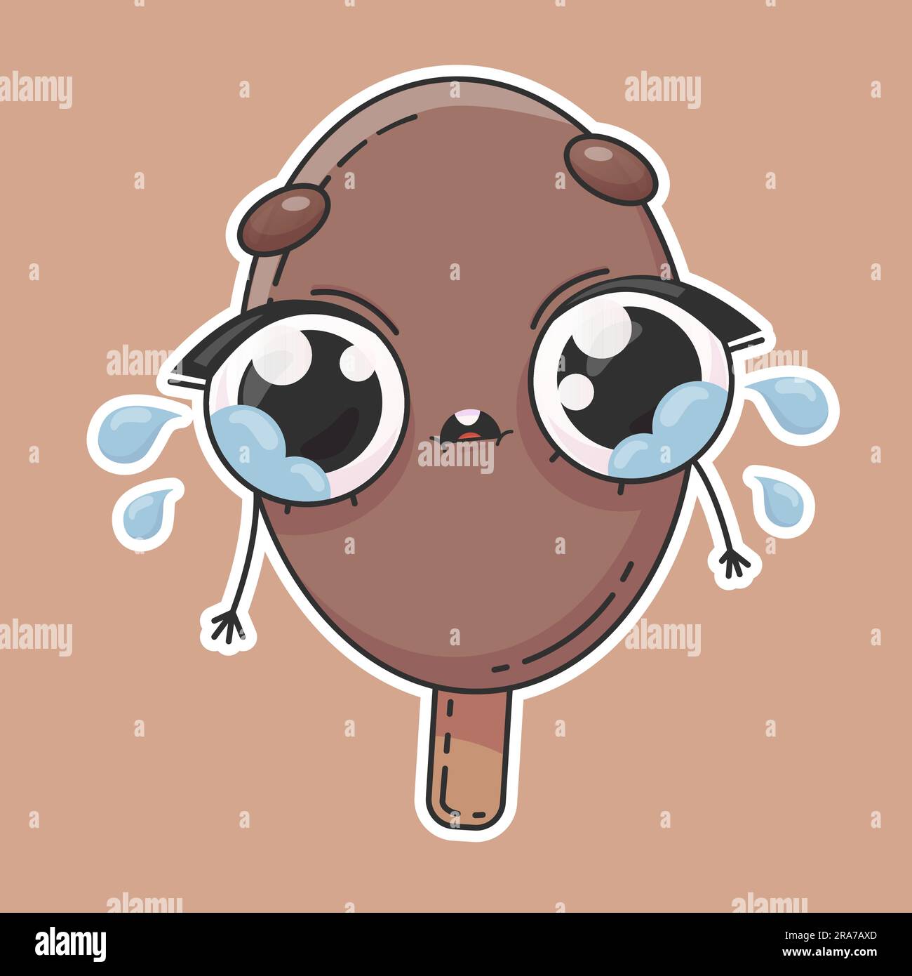 Illustration vectorielle de la glace caractère autocollant avec l'expression mignon, cool, drôle, glace isolé, dessin animé Illustration de Vecteur