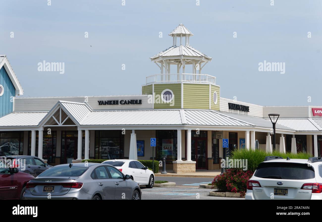 Rehoboth Beach, Delaware, États-Unis - 18 juin 2023 - vue de face du magasin d'usine Yankee Candle Banque D'Images