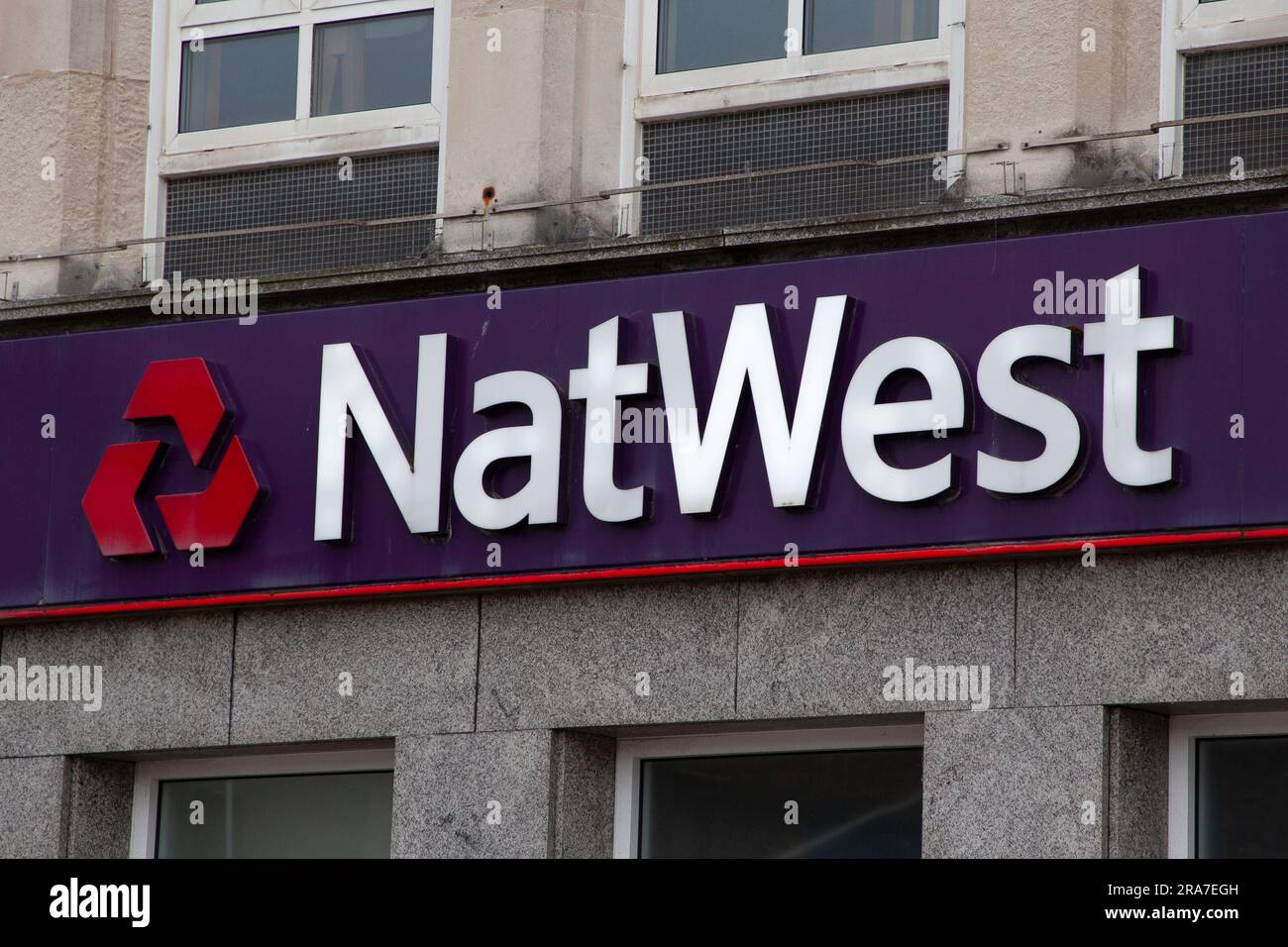 NatWest signe sur une banque à Weston Super Mare Banque D'Images