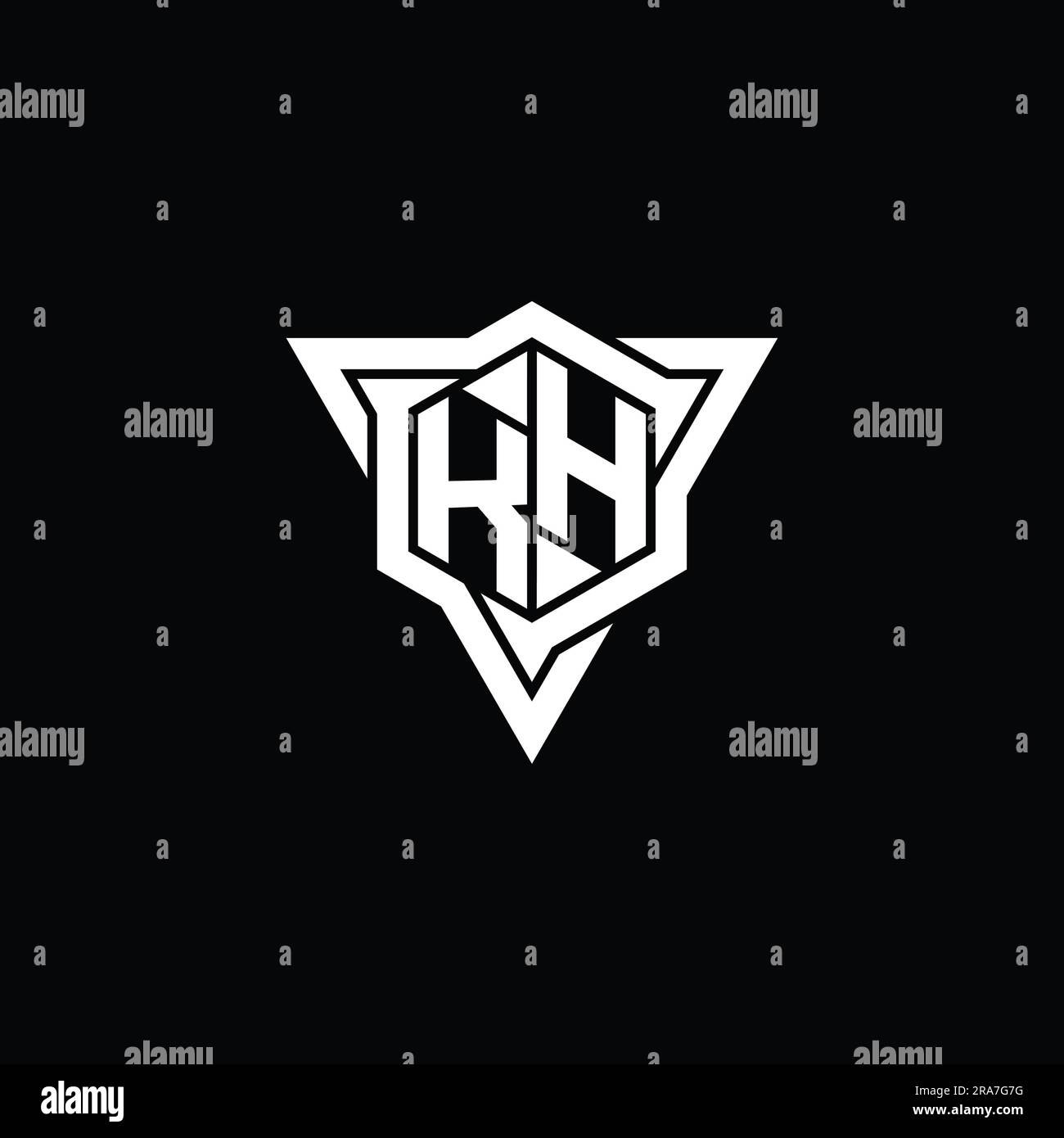 KH lettre logo monogramme forme hexagonale avec contour triangulaire coupe de style modèle Banque D'Images