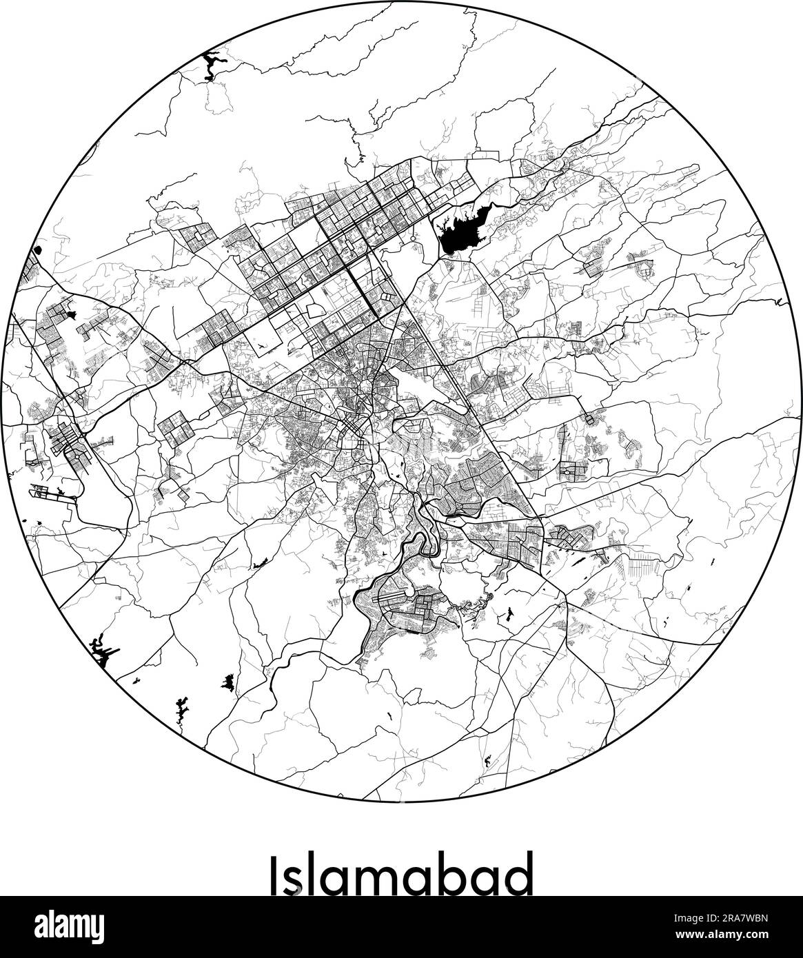 Carte de la ville Islamabad Pakistan Asie illustration vecteur noir blanc Illustration de Vecteur