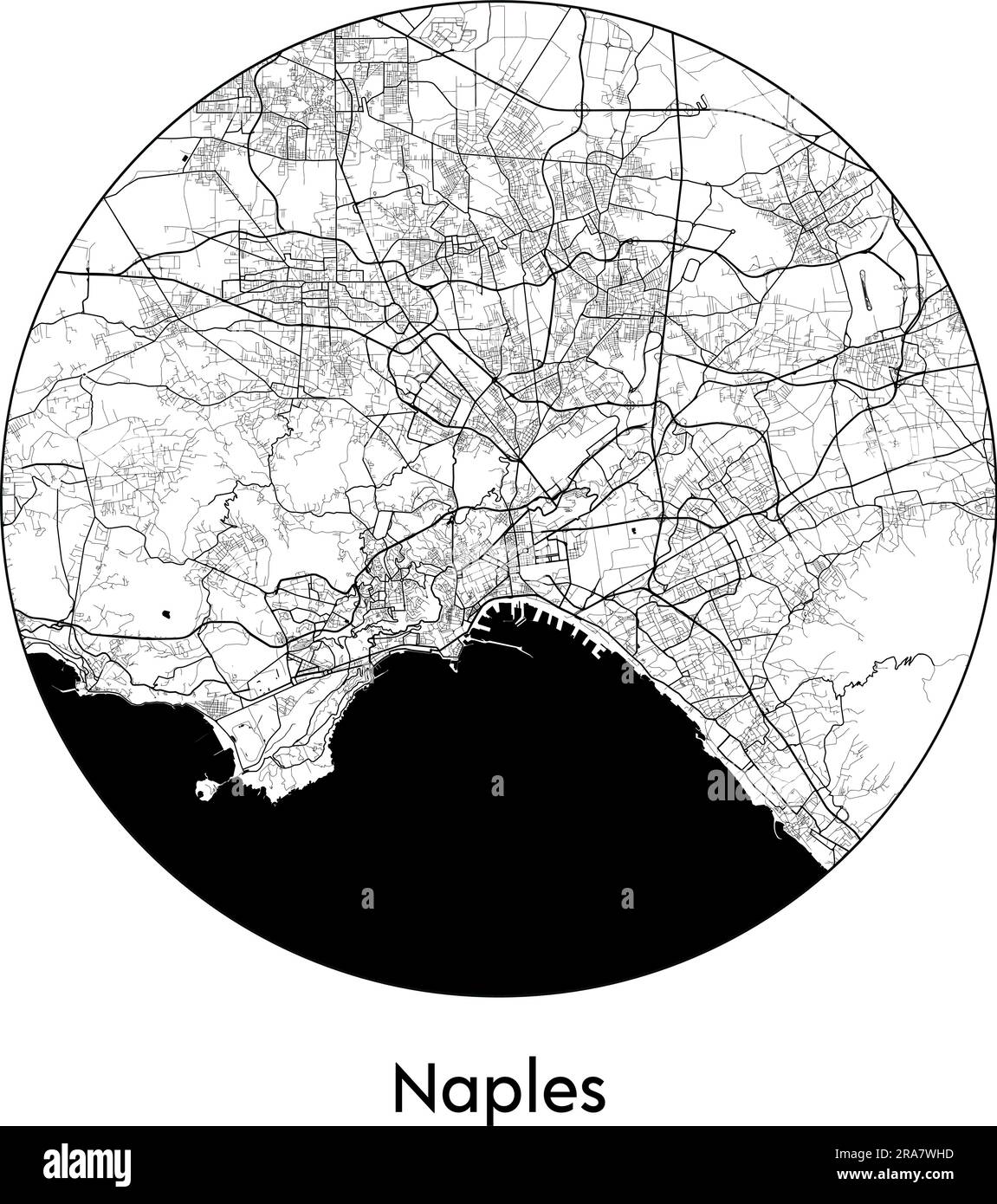 Carte de la ville Naples Italie Europe vecteur illustration noir blanc Illustration de Vecteur