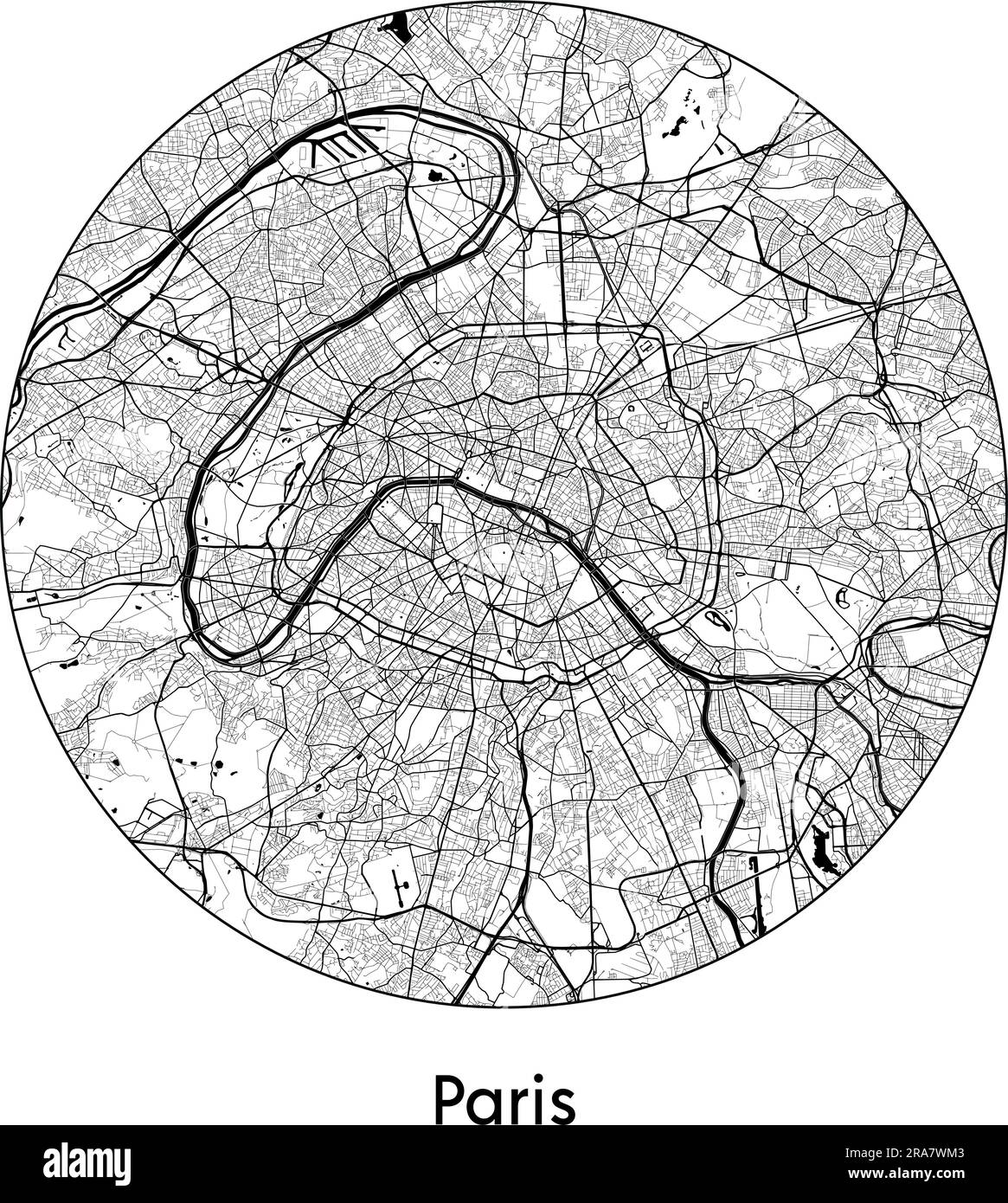 Carte de la ville Paris France Europe vecteur illustration noir blanc Illustration de Vecteur