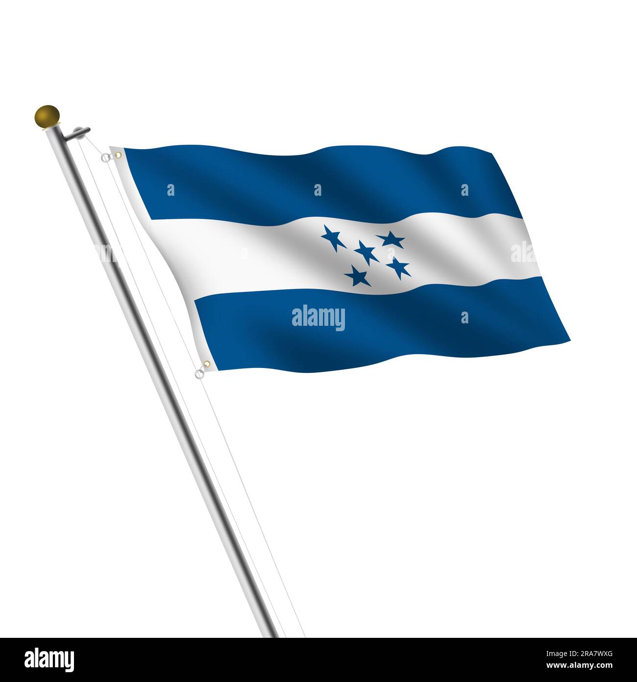 Illustration Honduras Flagpole 3D avec chemin de découpe Banque D'Images