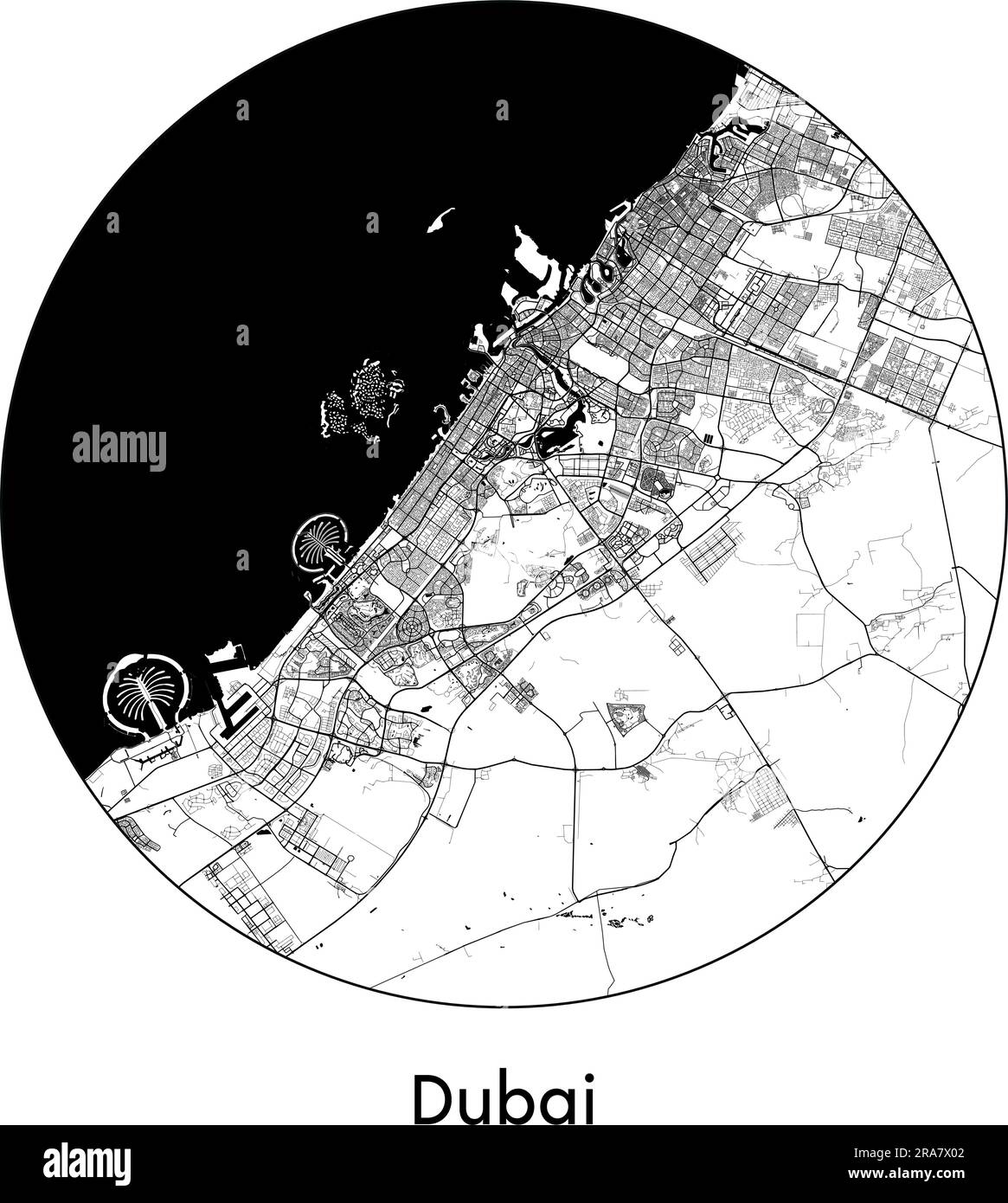 Carte de la ville Dubai Emirats Arabes Unis illustration vectorielle Asie noir blanc Illustration de Vecteur