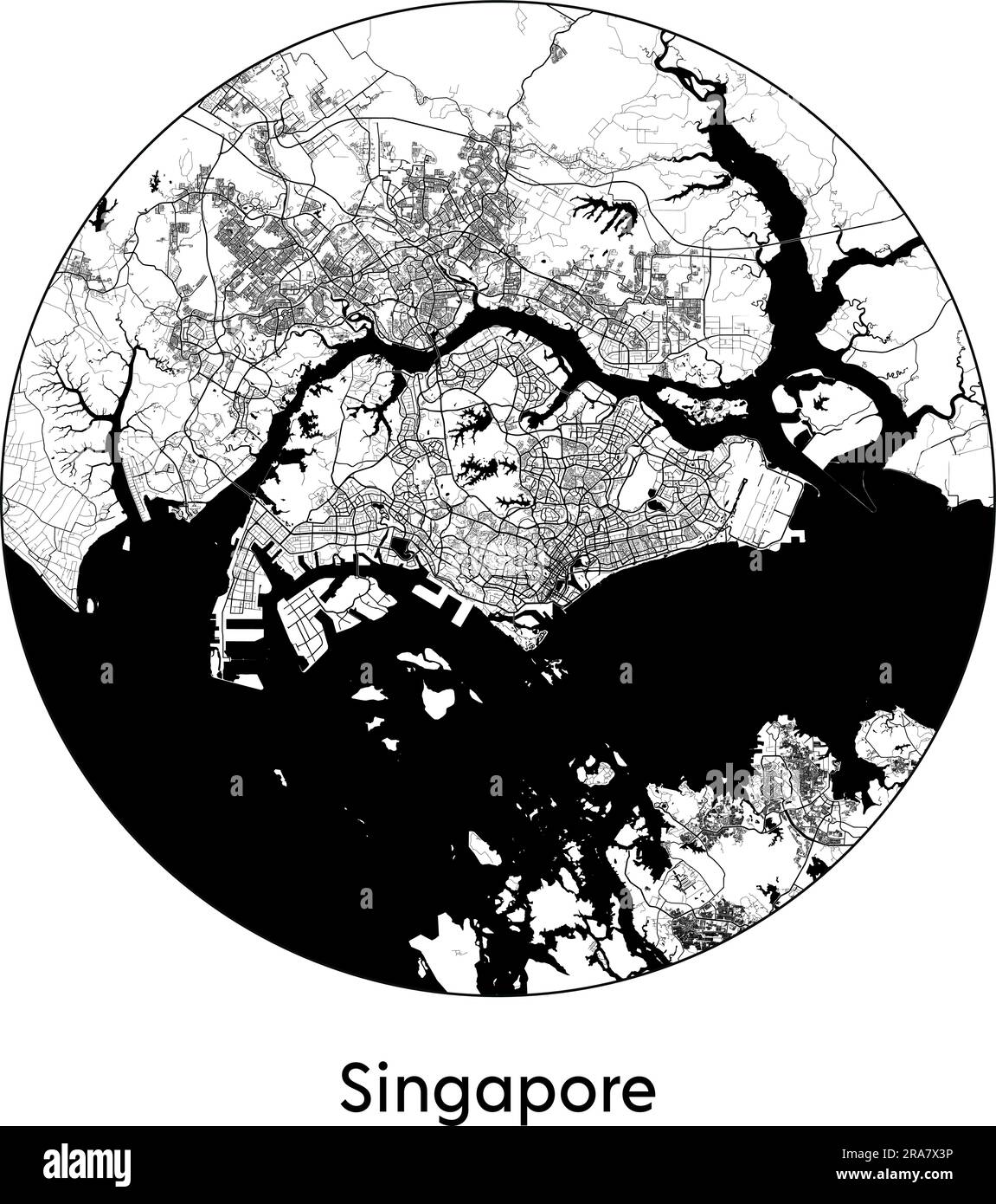 Carte de la ville Singapour Singapour illustration vectorielle Asie noir blanc Illustration de Vecteur