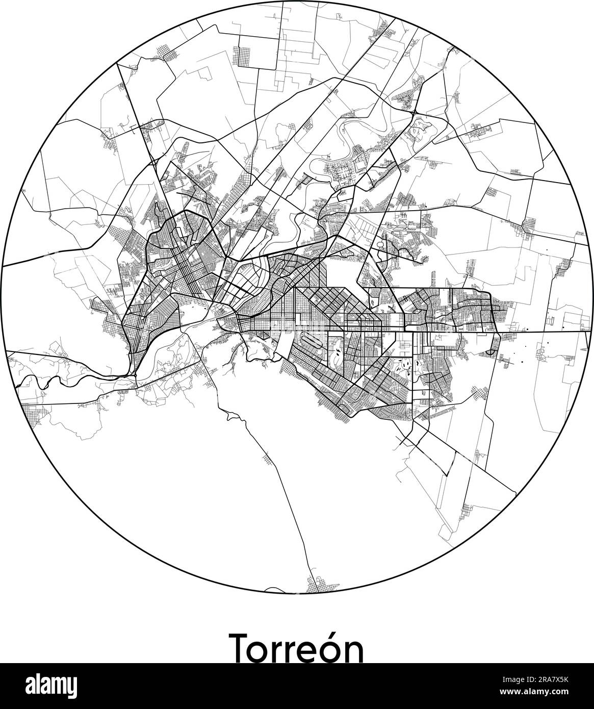 Carte de la ville Torreon Mexique Amérique du Nord illustration vecteur noir blanc Illustration de Vecteur