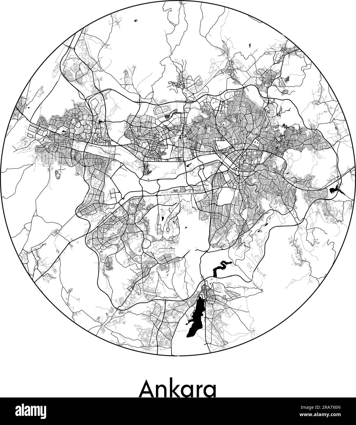 Carte de la ville Ankara Turquie Asie illustration vecteur noir blanc Illustration de Vecteur