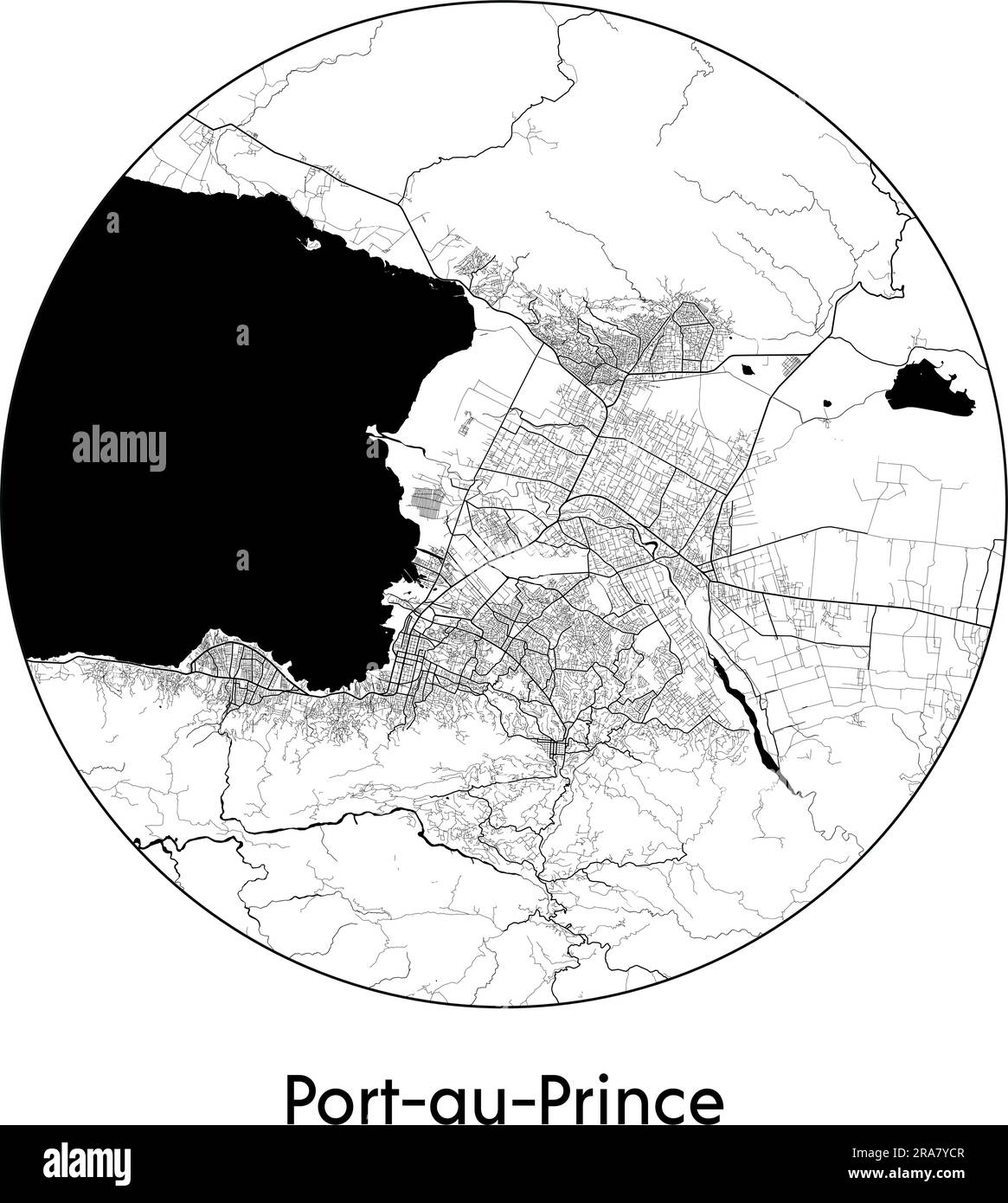Carte de la ville Port-au-Prince Haïti Amérique du Nord illustration vectorielle noir blanc Illustration de Vecteur
