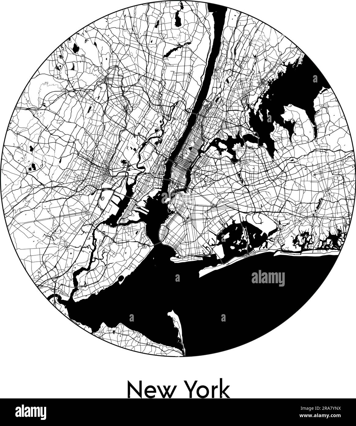 Carte de la ville New York Etats-Unis Amérique du Nord illustration vectorielle noir blanc Illustration de Vecteur