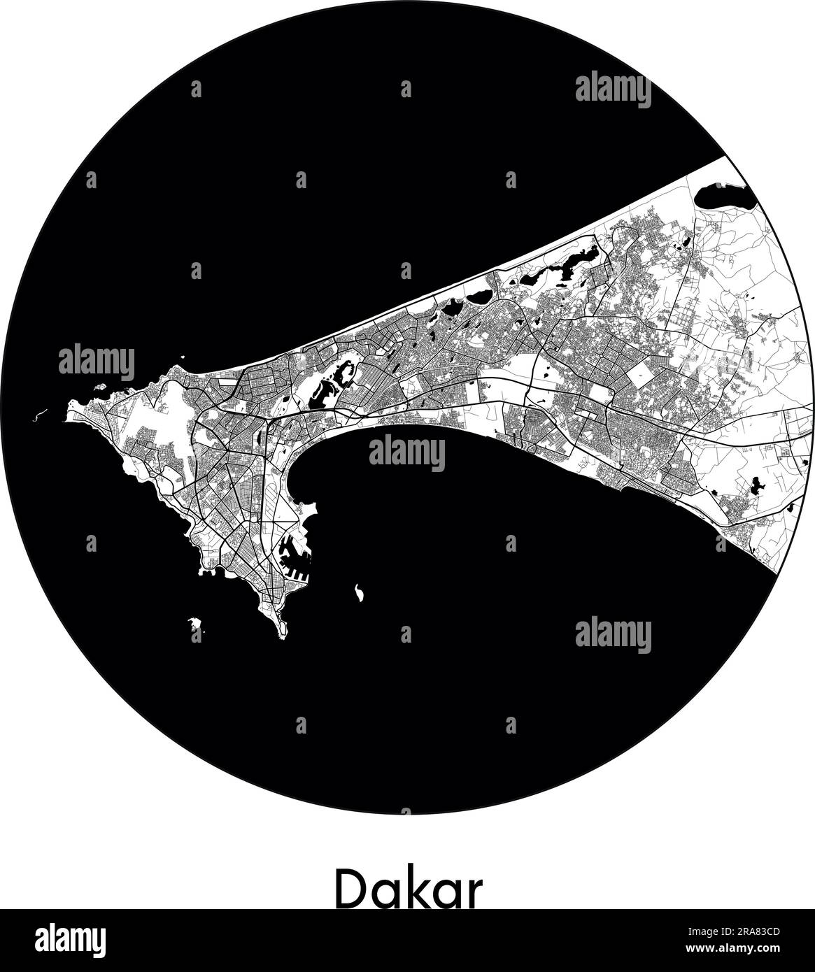 Carte de la ville Dakar Sénégal Afrique vecteur illustration noir blanc Illustration de Vecteur
