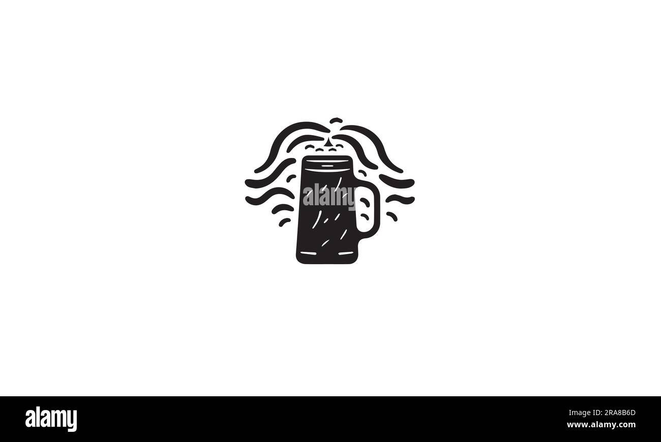 logo de bière ligne art noir simple sur fond blanc Illustration de Vecteur