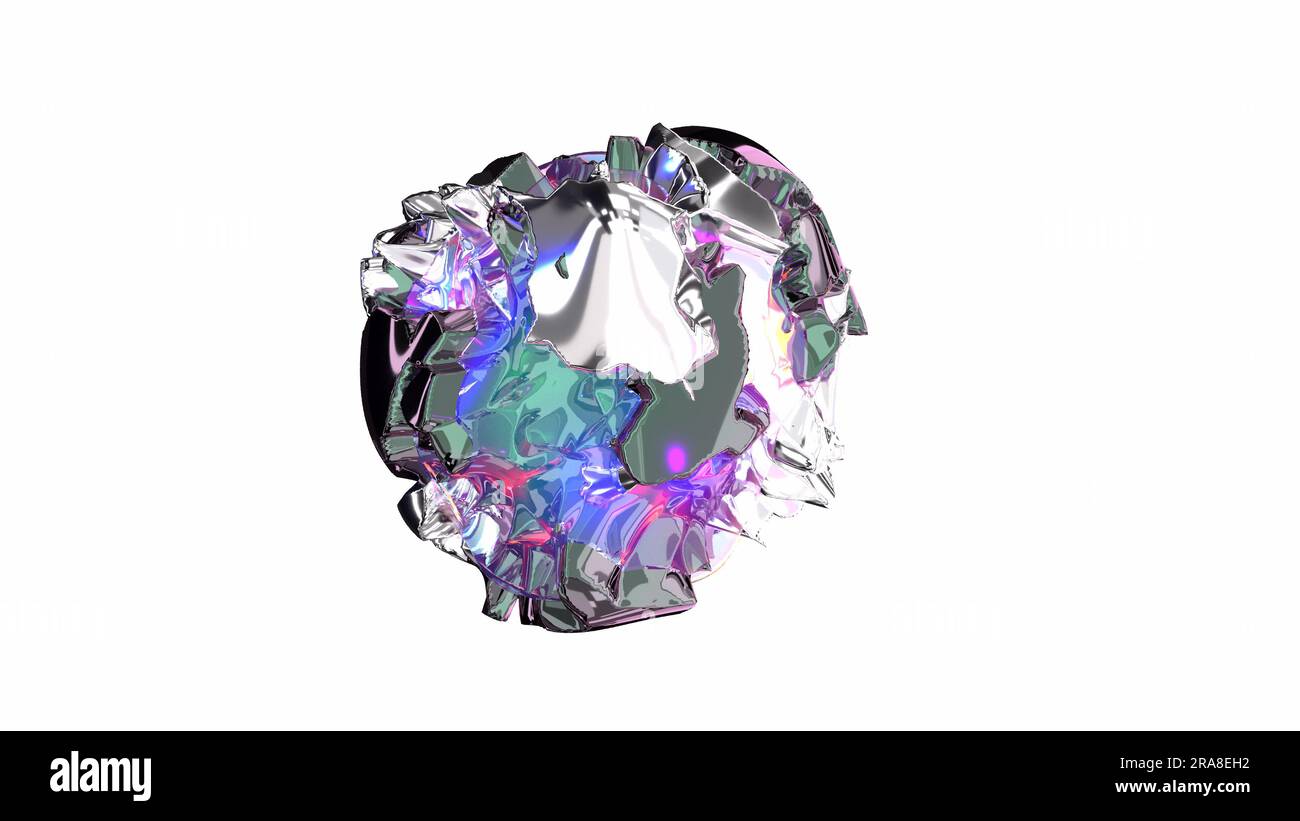 Liquide de verre métallique sur le rendu intro 3D transparent Banque D'Images
