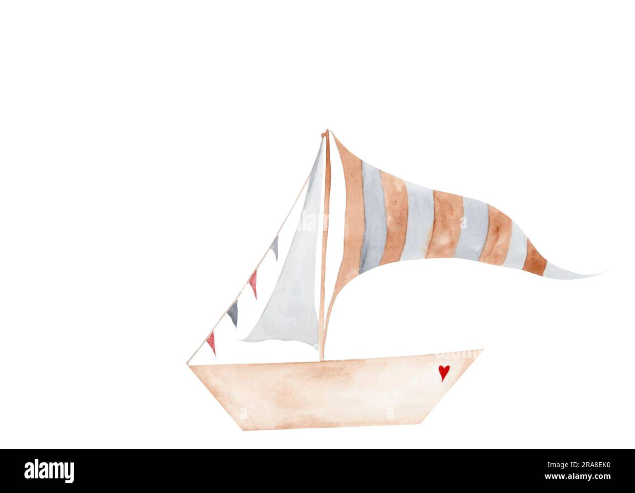 illustration aquarelle d'un joli bateau. isoler pour votre entreprise, imprimer sur un t-shirt, une affiche, des articles de décoration Banque D'Images