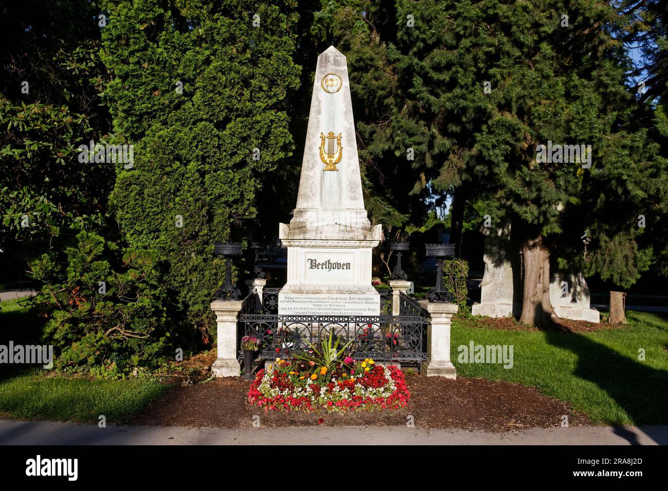 Cimetière central avec tombe d'honneur, Monument du compositeur Ludwig van Beethoven, compositeur Ludwig van Beethoven, Vienne, Autriche Banque D'Images