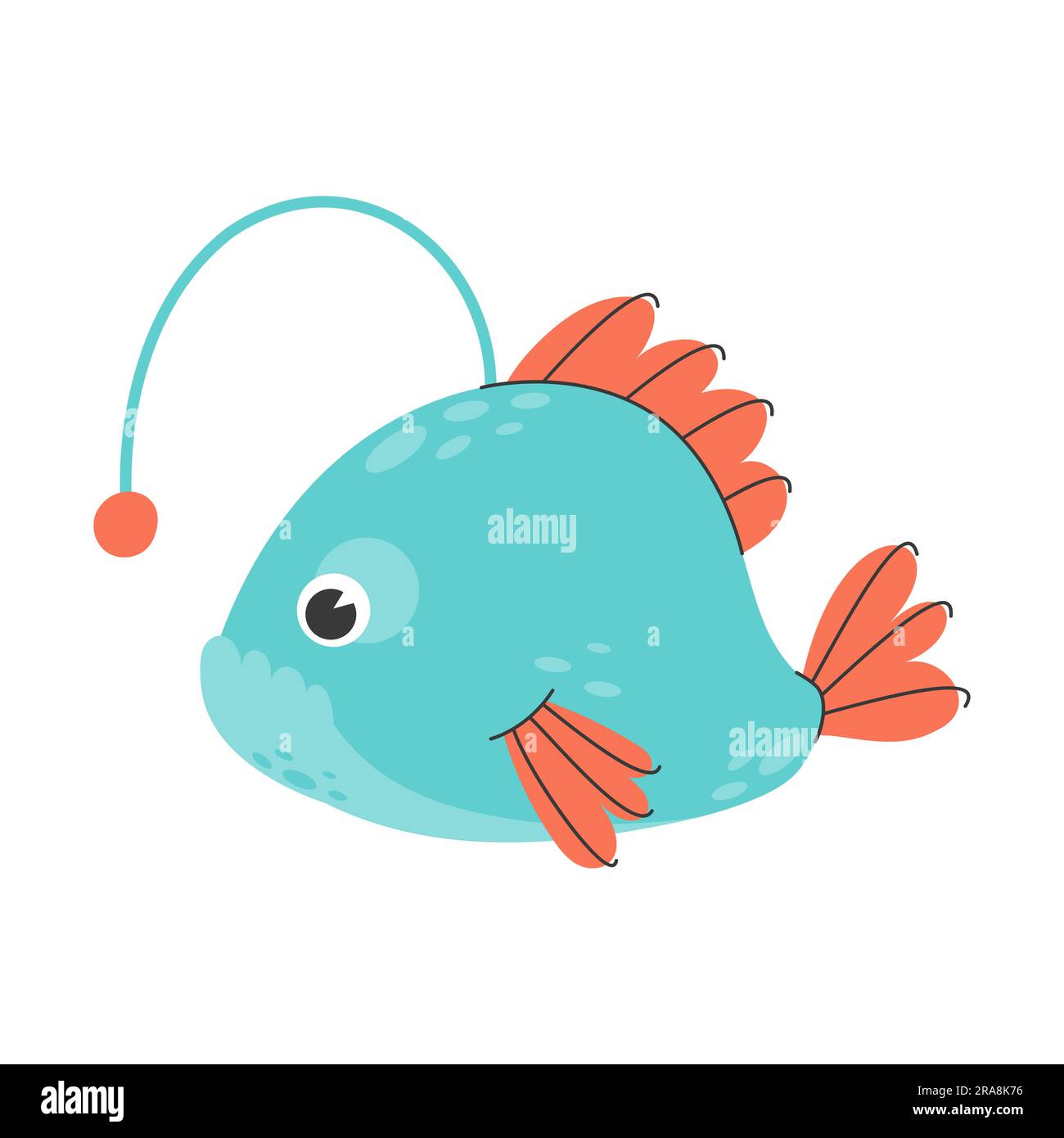 Joli poisson pêcheur à la ligne. Illustration de Vecteur