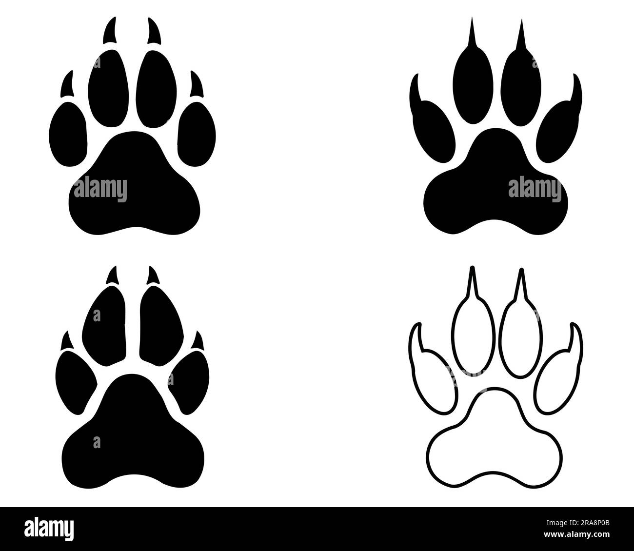 Ensemble de Wolf Paw Silhouette Illustration de Vecteur