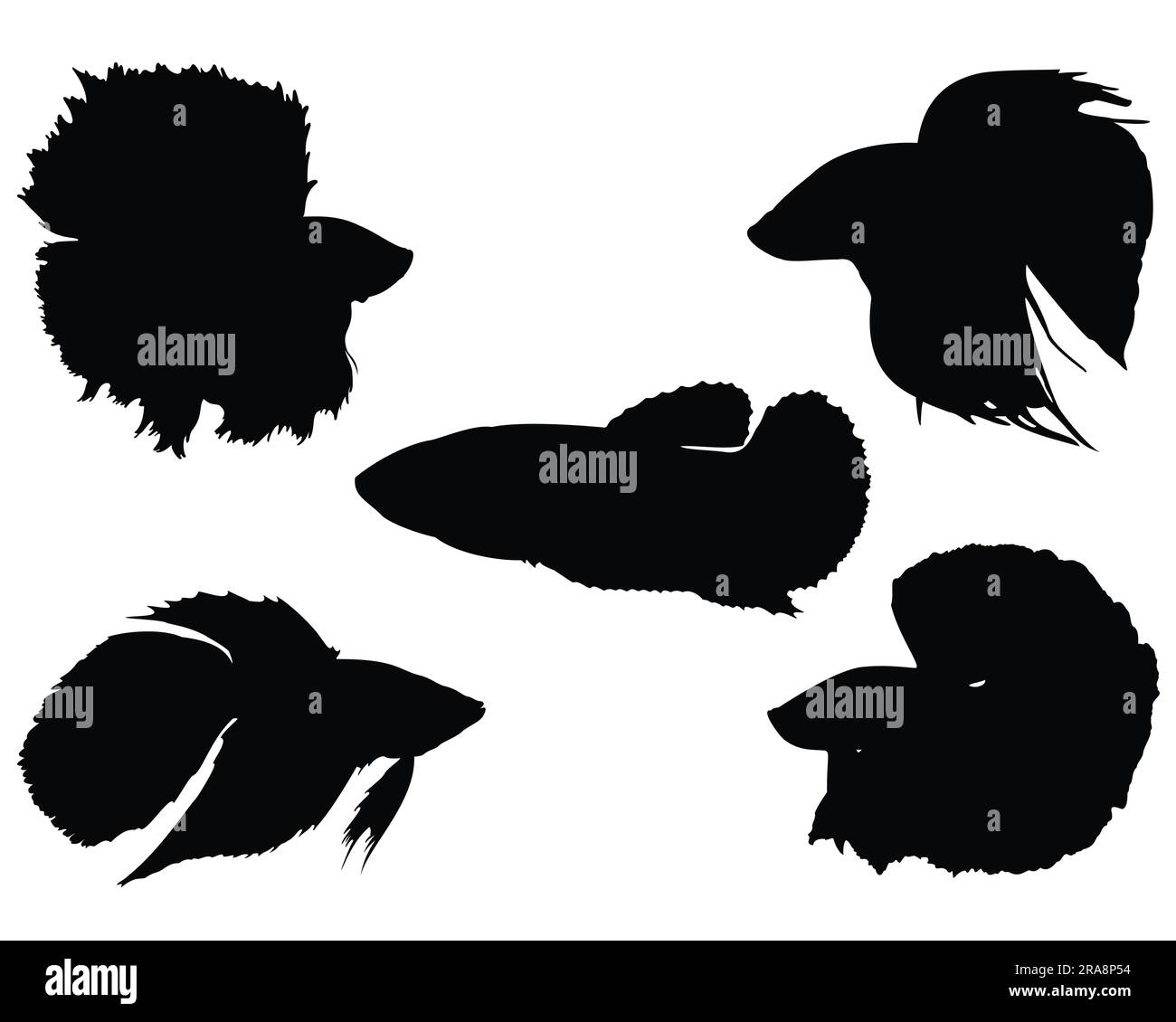 Ensemble de silhouettes Betta Fish Illustration de Vecteur