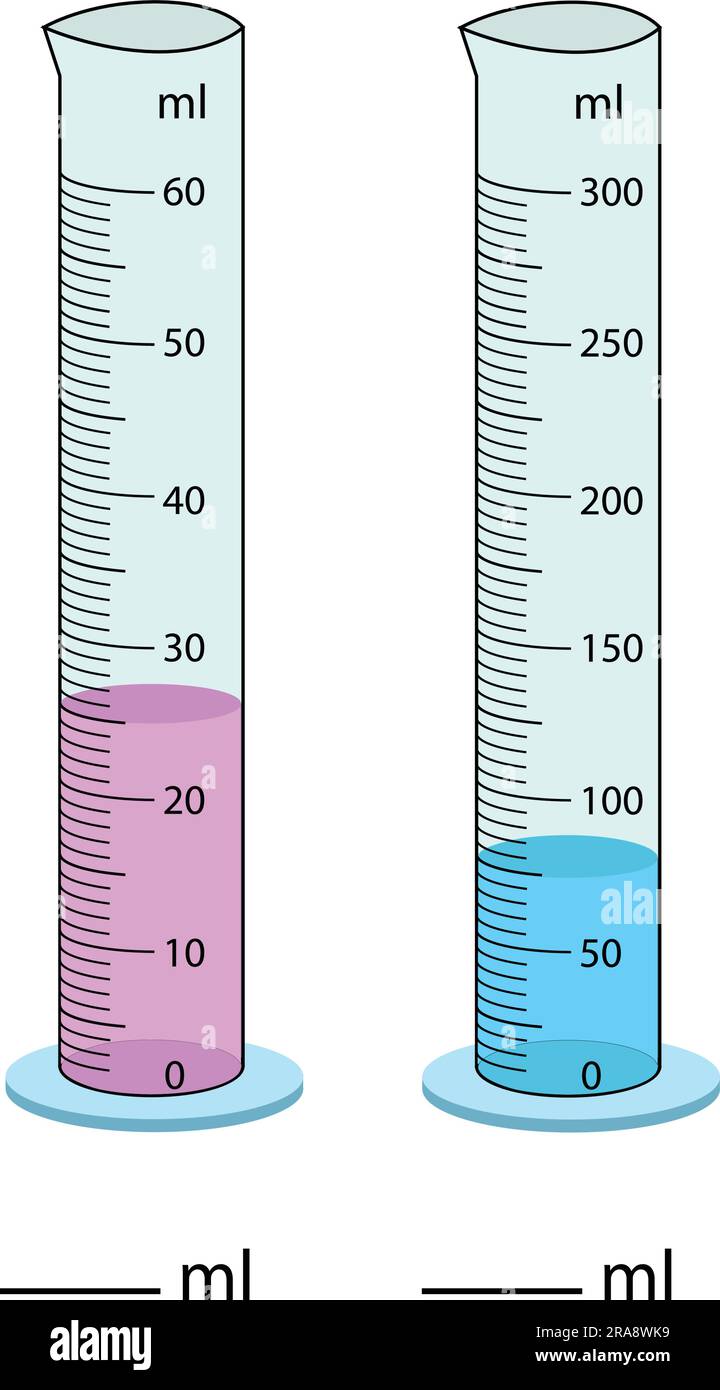 Cylindre de mesure. Illustration vectorielle. Cylindre gradué tube vecteur verre chimie mesure volume. Mesure du volume du bol. Illustration de Vecteur