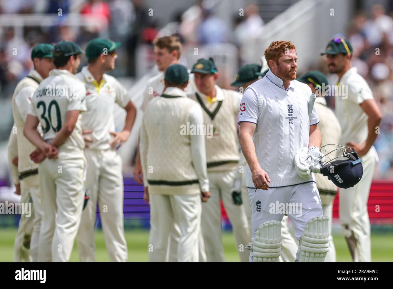 Au cours du LV= Insurance Ashes Test Series deuxième jour d'essai 5 Angleterre contre Australie à Lords, Londres, Royaume-Uni, 2nd juillet 2023 (photo de Mark Cosgrove/News Images) Banque D'Images