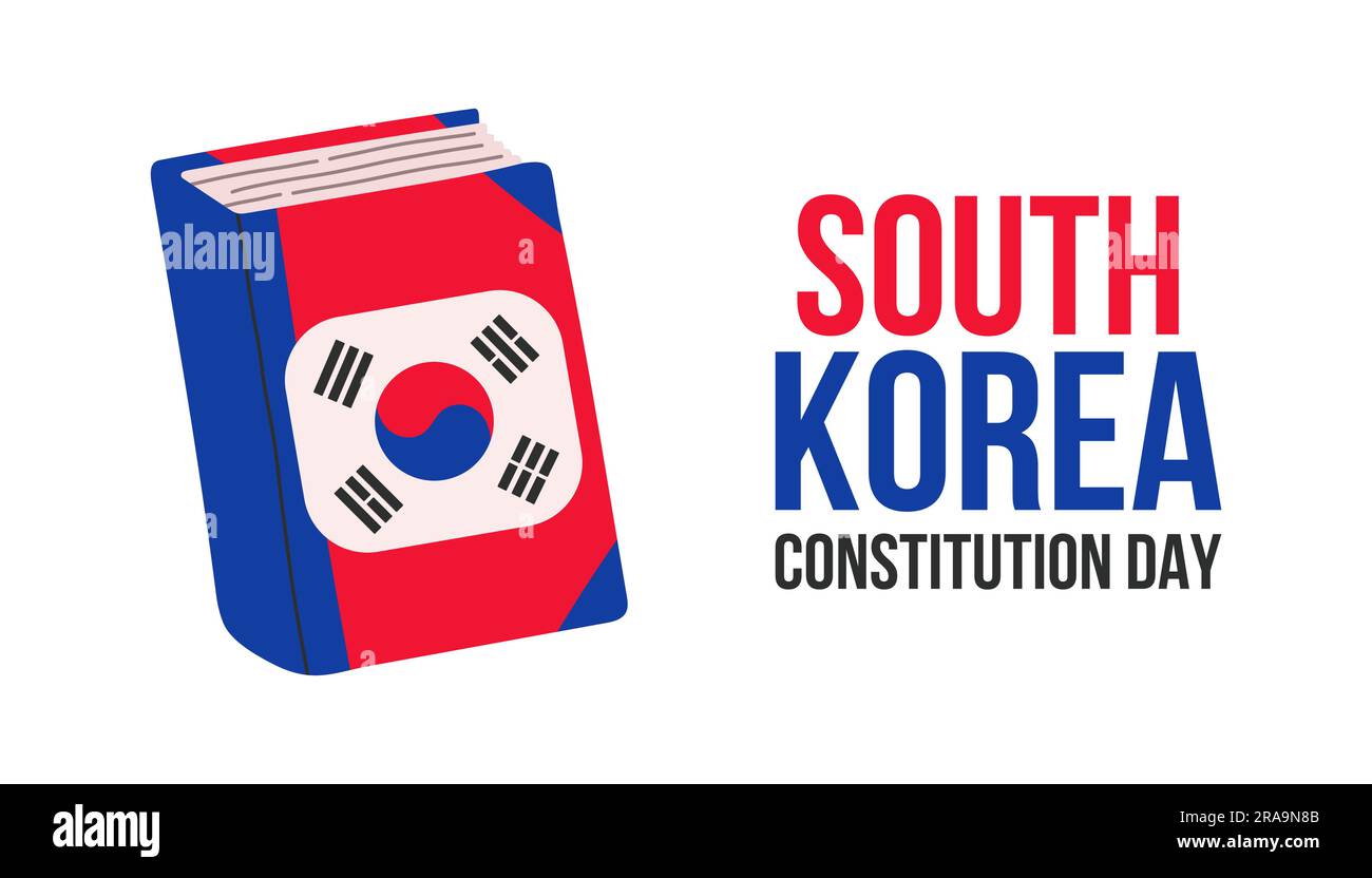 Illustration vectorielle de la bannière de la Journée de la Constitution de la Corée du Sud. Drapeau de la Corée du Sud et livre de constitutions. Illustration de Vecteur
