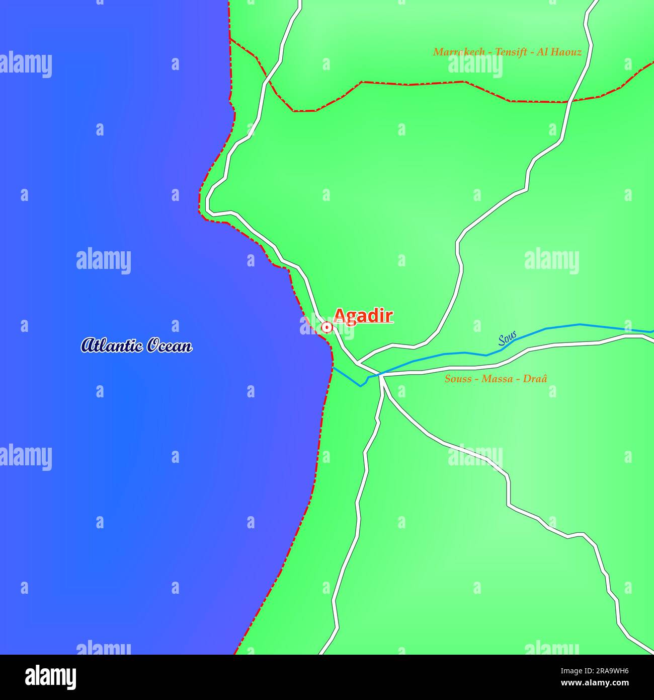 Carte de la ville d'Agadir au Maroc Banque D'Images