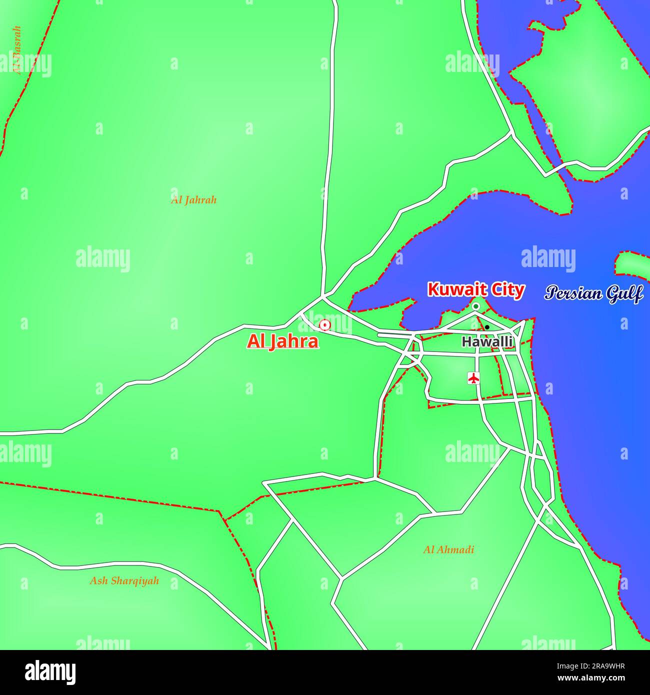 Carte de la ville d'Al Jahra au Koweït Banque D'Images