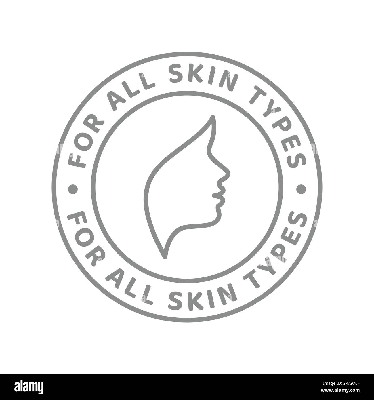Pour toutes les étiquettes de ligne vectorielle de cosmétiques de type peau. Badge contour crème ou lotion cosmétique. Illustration de Vecteur