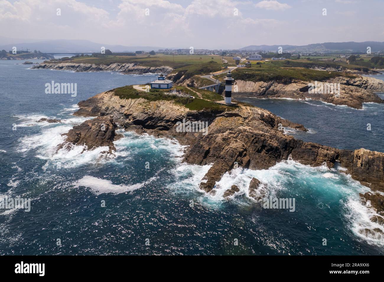 Vue aérienne du phare de Ribadeo dans le nord de l'Espagne Banque D'Images