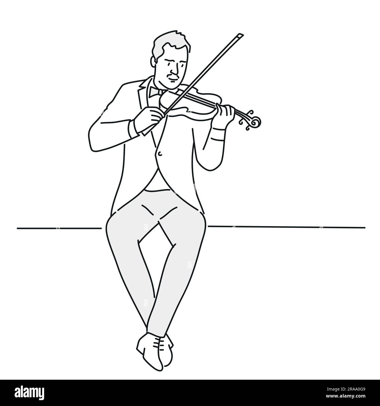 Violoniste joue un instrument de musique classique. Illustration vectorielle dessinée à la main. Illustration de Vecteur