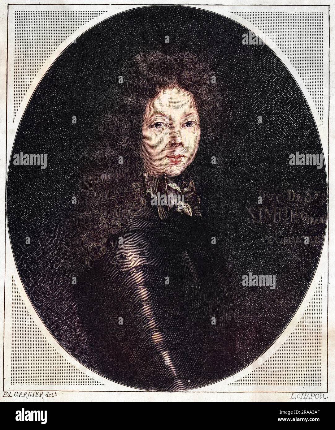 LOUIS de ROUVROY, duc de SAINT-SIMON - soldat français, courtier et diplomate, connu spécialement pour ses mémoires de la cour. Ici comme un jeune homme. Date: 1675 - 1755 Banque D'Images