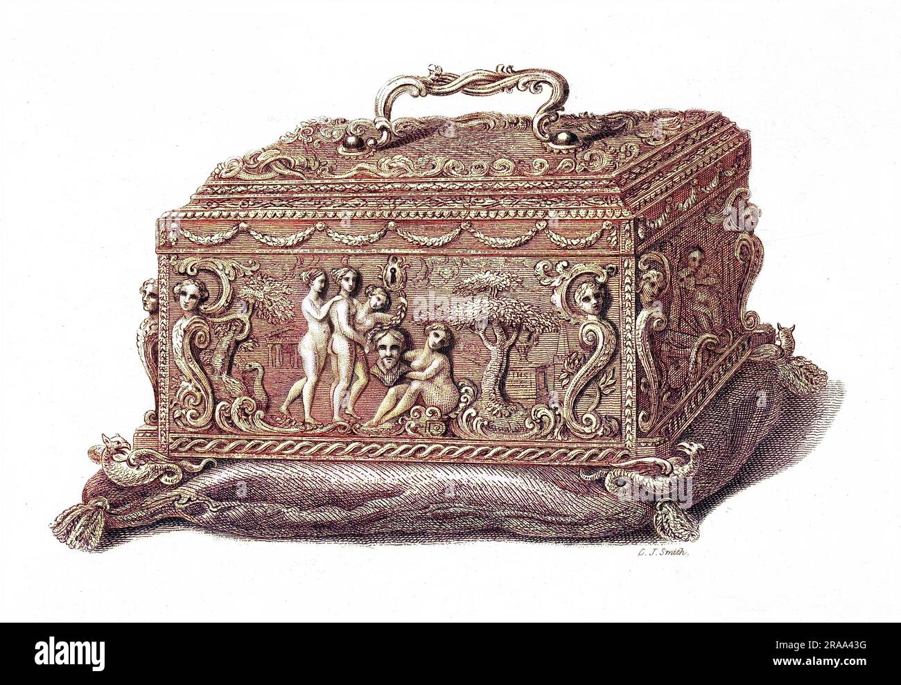 Cercueil fait à partir du bois d'un mûrier, planté, ou à tout prix possédé, par Shakespeare. Date: 1847 Banque D'Images