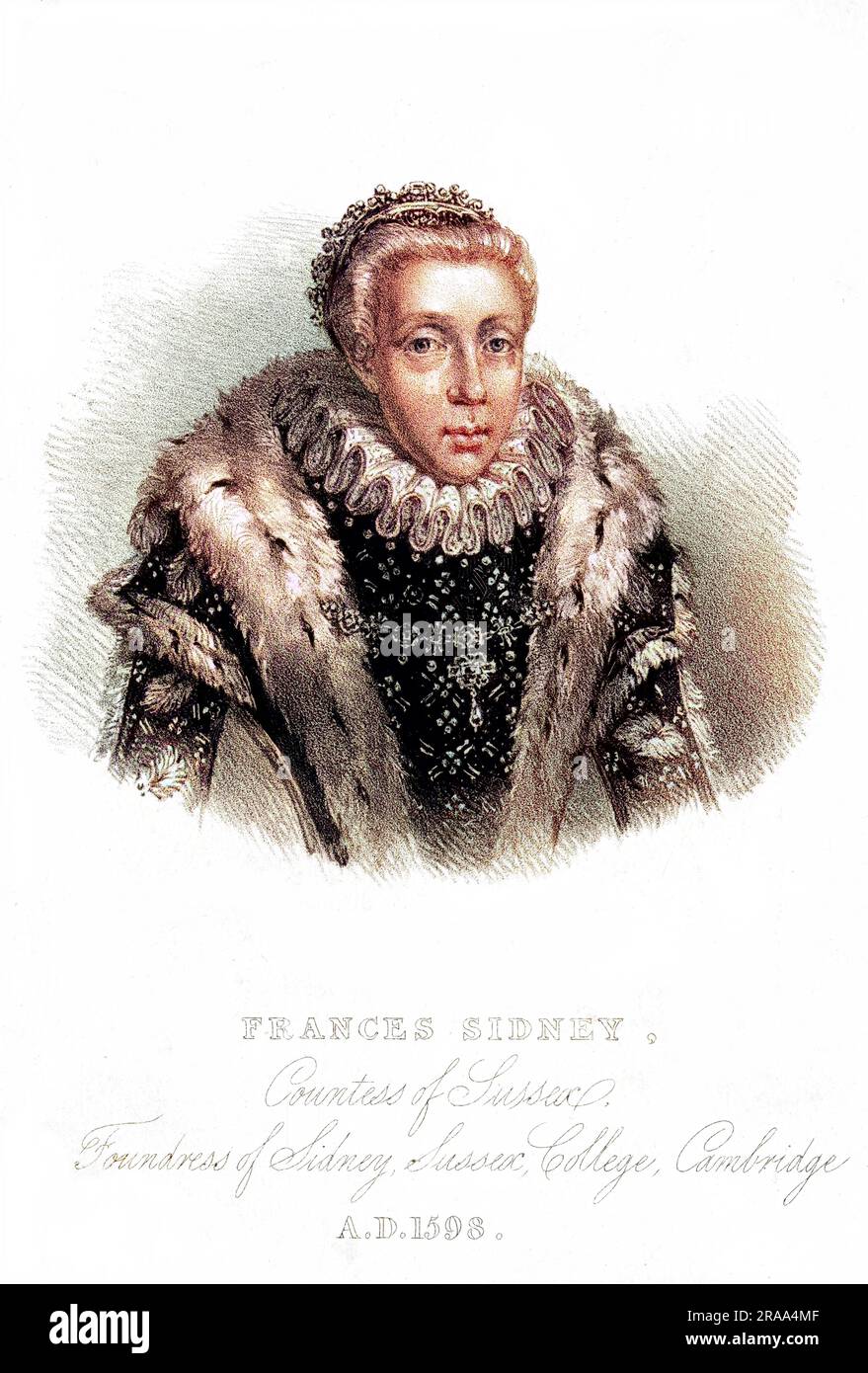 FRANCES SIDNEY, comtesse de SUSSEX deuxième épouse de Thomas Radcliffe, troisième comte : fondateur de Sidney Sussex College, Cambridge. Date: 1530? - 1589 Banque D'Images