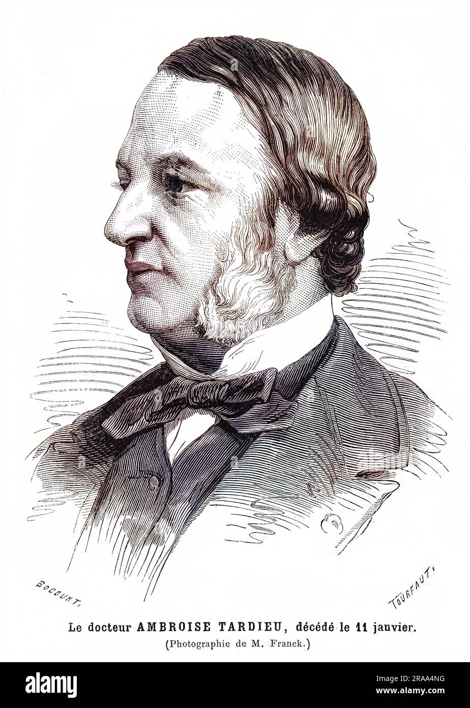 AUGUSTE AMBROISE TARDIEU médecine française, spécialisée en médecine légale. Date: 1818 - 1879 Banque D'Images