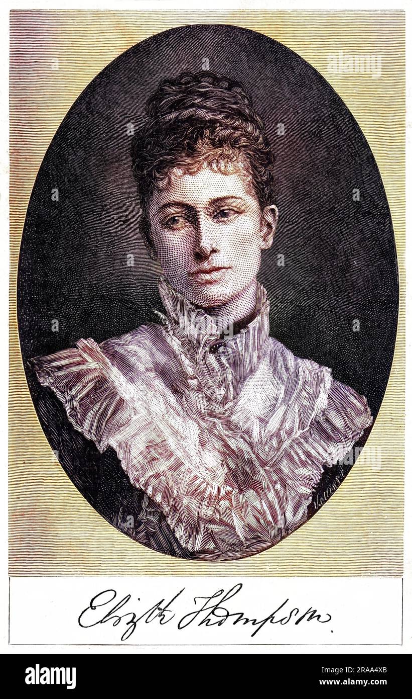 ELIZABETH THOMPSON (dame Butler), artiste célèbre pour ses scènes militaires telles que « The Roll Call » (Guerre de Crimée) et « Scotland for Ever » (Waterloo). Date: 1846 - 1933 Banque D'Images