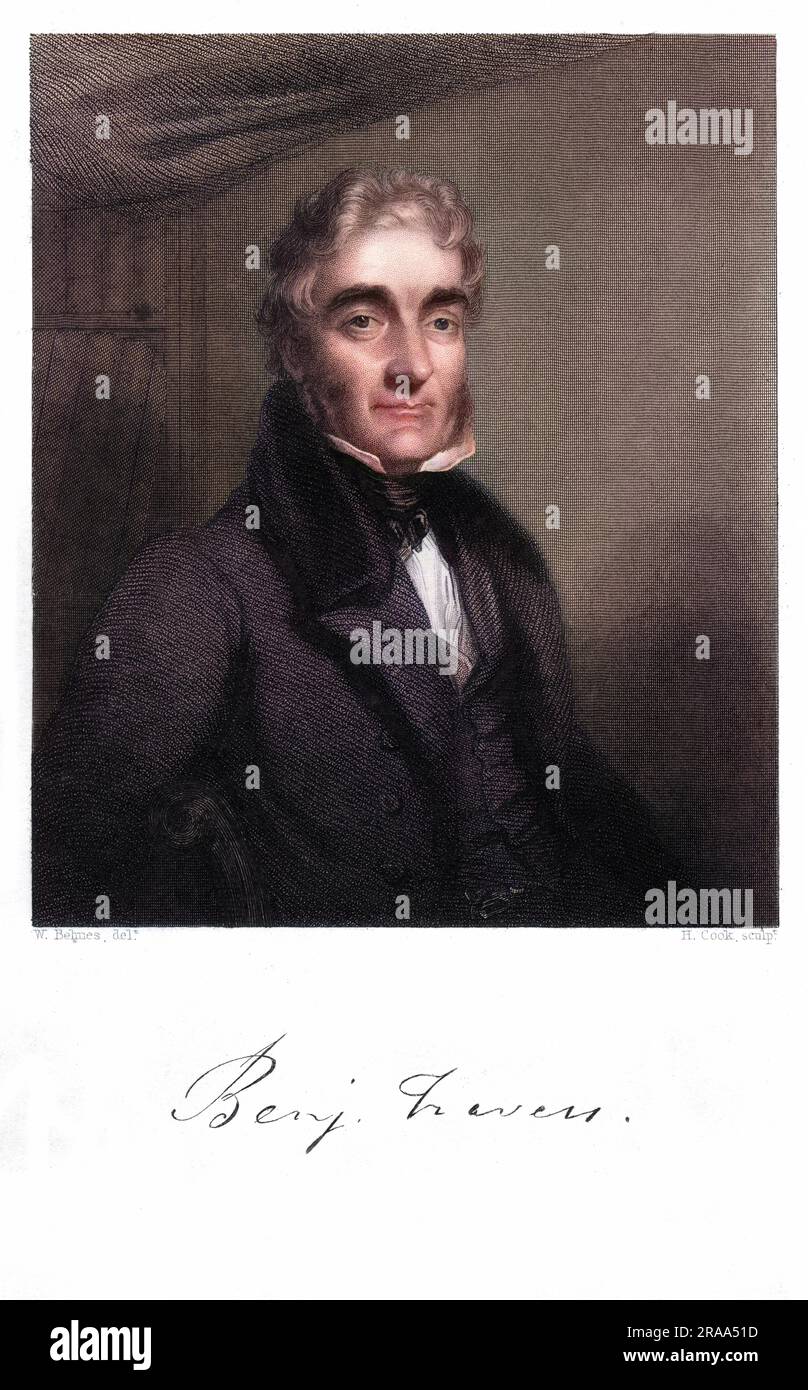 BENJAMIN TRAVERS médecin, chirurgien principal à l'hôpital St Thomas, Londres. avec son autographe Date: 1783 - 1858 Banque D'Images