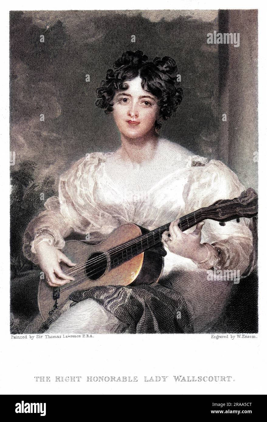 ELIZABETH LOCK, baronne WALLSCOURT épouse de Joseph, troisième baron, a représenté le straming d'une guitare. Date: 1805 - 1877 Banque D'Images