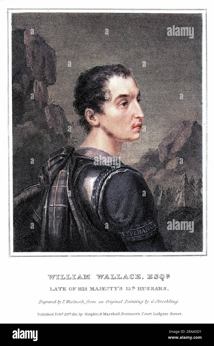 WILLIAM WALLACE - soldat écossais, autrefois hussar, mais plus un. De toute façon, il ne regarde pas le type belligérant et fera mieux comme assistant de tablier. Date: Vers 1821 Banque D'Images