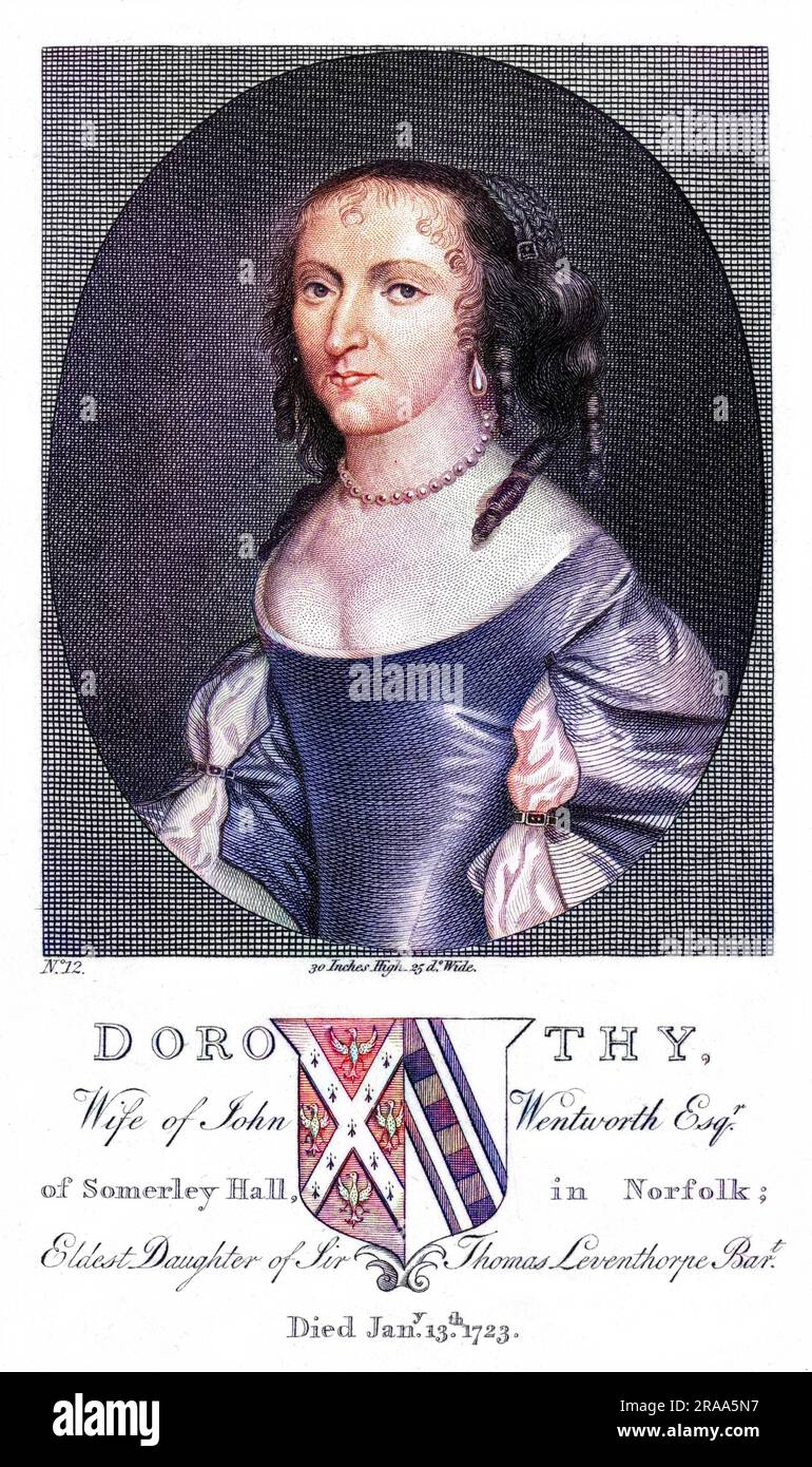 DOROTHY WENTWORTH (née Leventhorpe) épouse de John Wentworth de Somerley Hall, Norfolk Date: ? - 1723 Banque D'Images