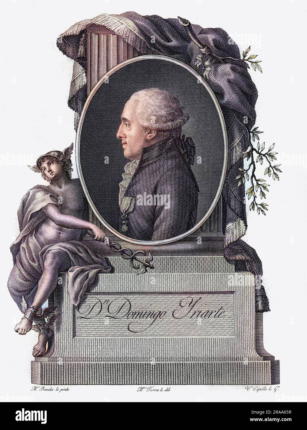 DOMINGO YRIARTE diplomate espagnol, avec un bel ornement de Hermes/Mercury. Date: 1746 - 1795 Banque D'Images