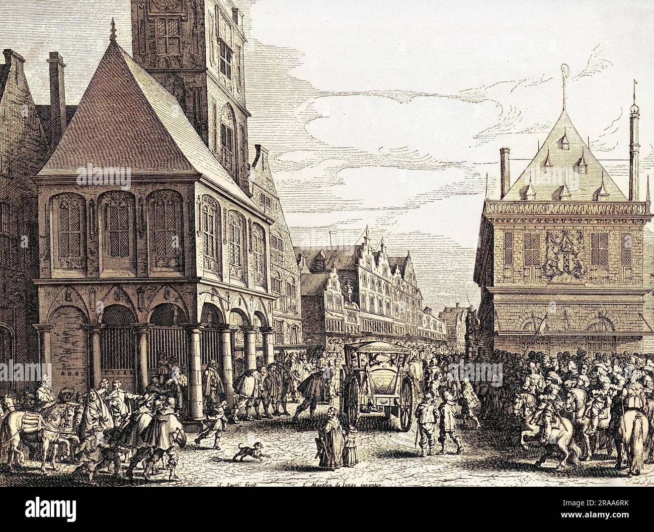 Marie de Médicis s'échappe de la France et cherche refuge à Amsterdam, où son arrivée est applaudie par les Hollandais parce qu'ils la considèrent comme une reconnaissance de la république. Date: 1638 Banque D'Images