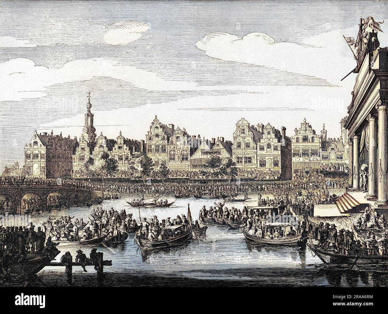 Marie de Médicis s'échappe de la France et cherche refuge à Amsterdam, où son arrivée est applaudie par les Hollandais parce qu'ils la considèrent comme une reconnaissance de la république. Date: 1638 Banque D'Images